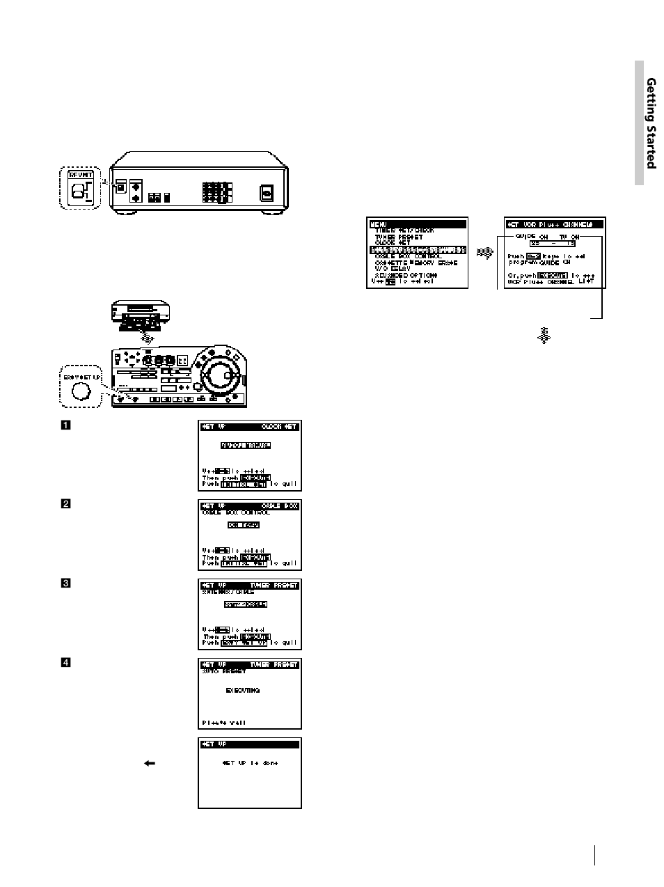 Hookup 3: vcr plus+ channel setup, Automatic clock setting, Hookup 3: vcr setup | Sony DHR-1000 User Manual | Page 19 / 112