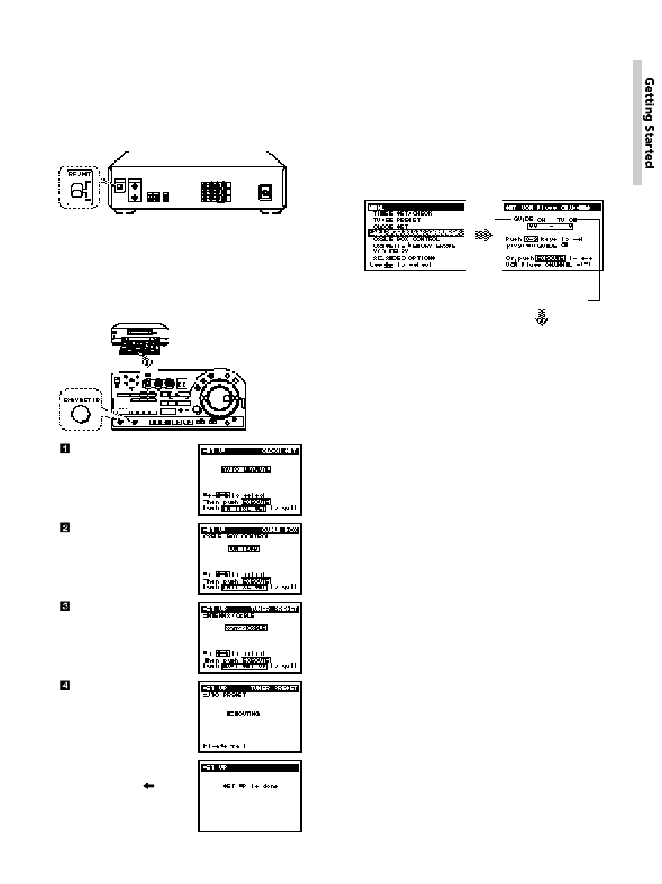 Hookup 4: vcr plus+ channel setup, Automatic clock setting, Hookup 4: vcr setup | Sony DHR-1000 User Manual | Page 21 / 112