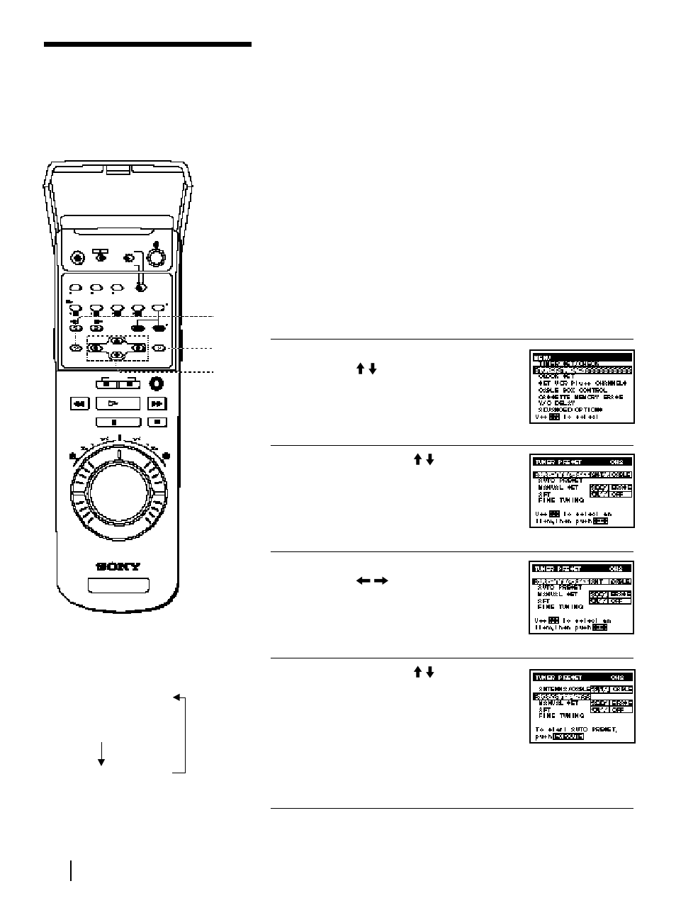 Presetting channels | Sony DHR-1000 User Manual | Page 30 / 112