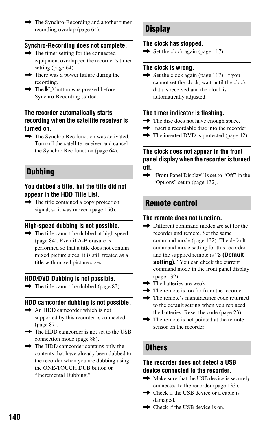Dubbing display remote control others | Sony AT107 User Manual | Page 140 / 160
