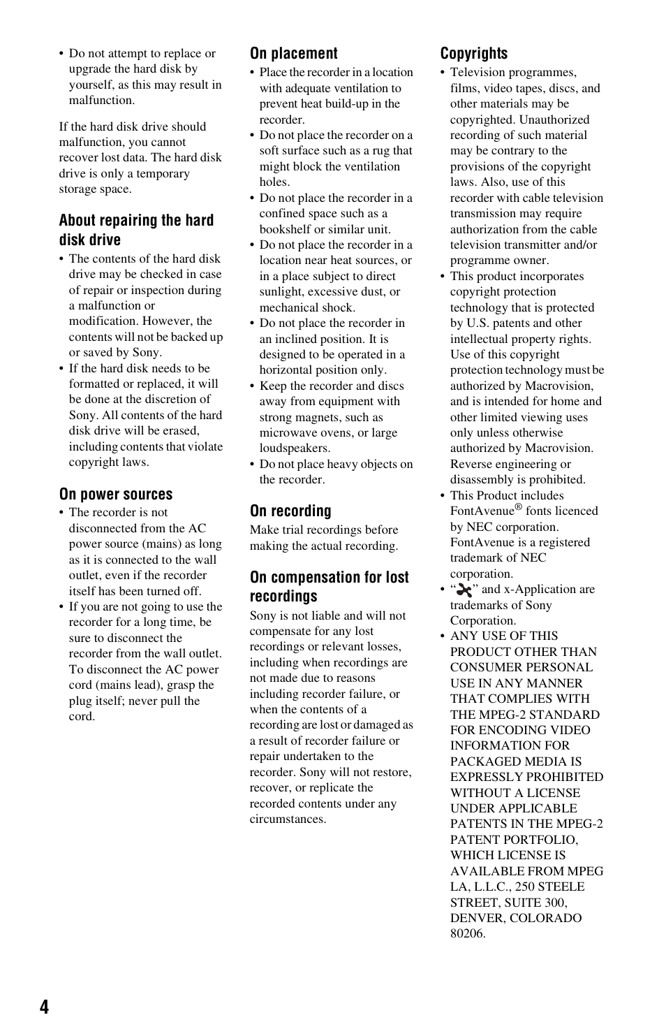Sony AT107 User Manual | Page 4 / 160