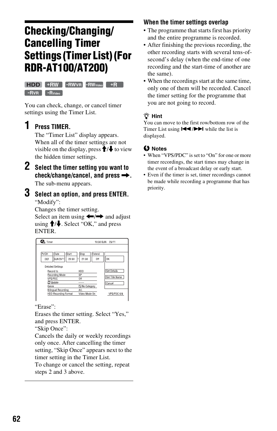 For rdr-at100/at200) | Sony AT107 User Manual | Page 62 / 160