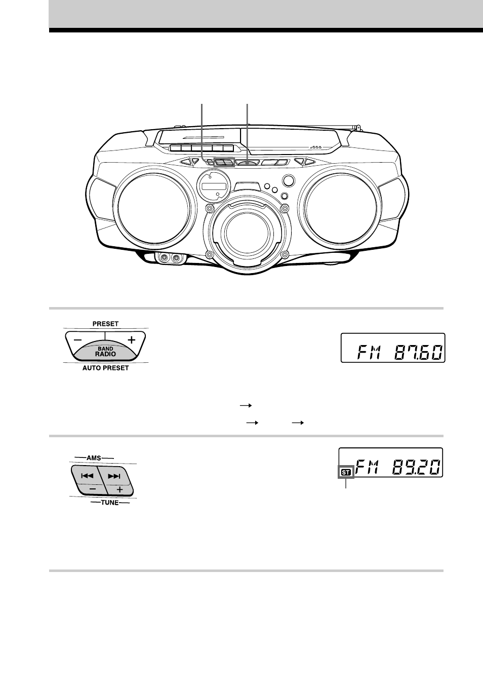 Listening to the radio | Sony CFD-G70 User Manual | Page 6 / 60