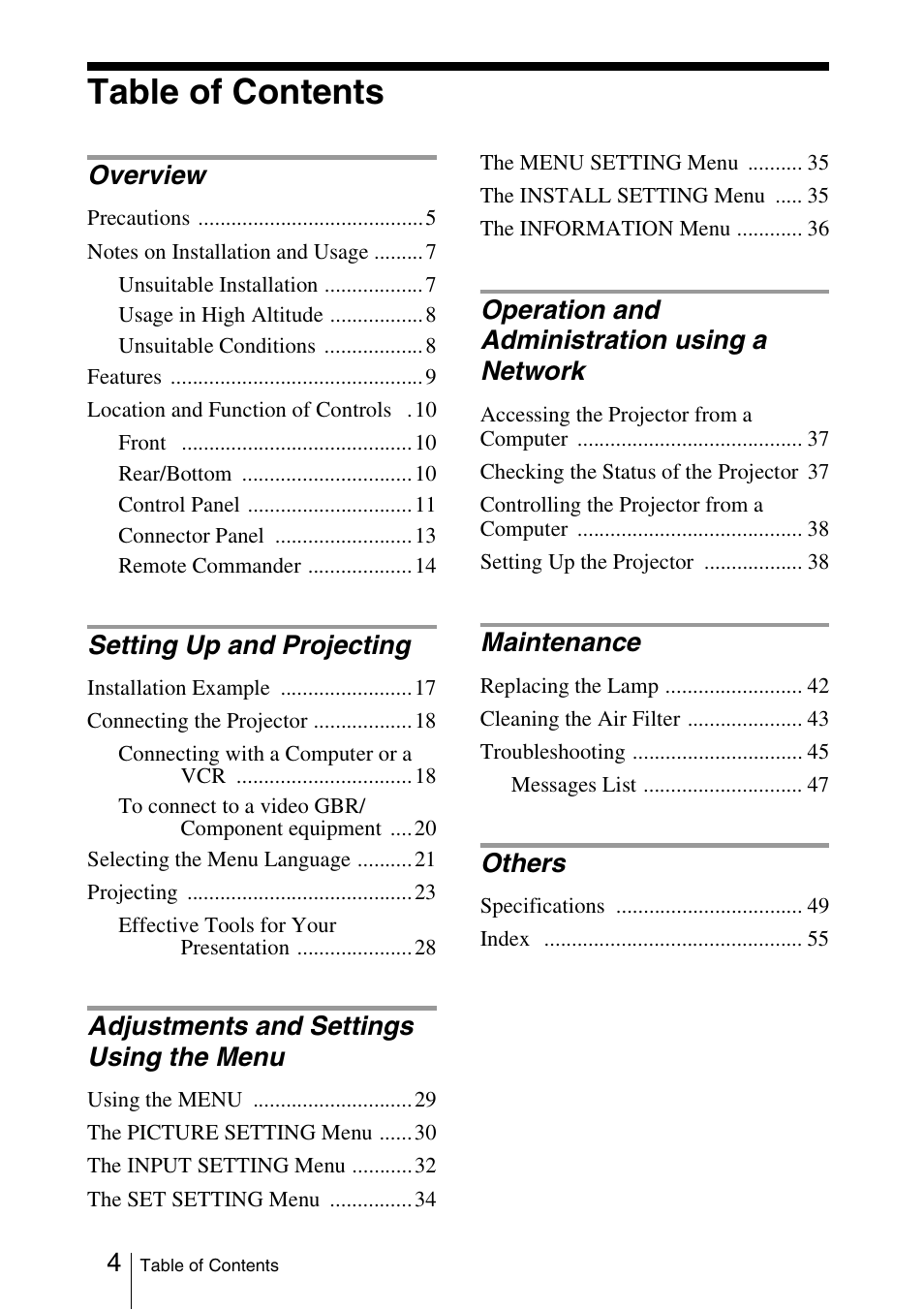 Sony FX52L User Manual | Page 4 / 57