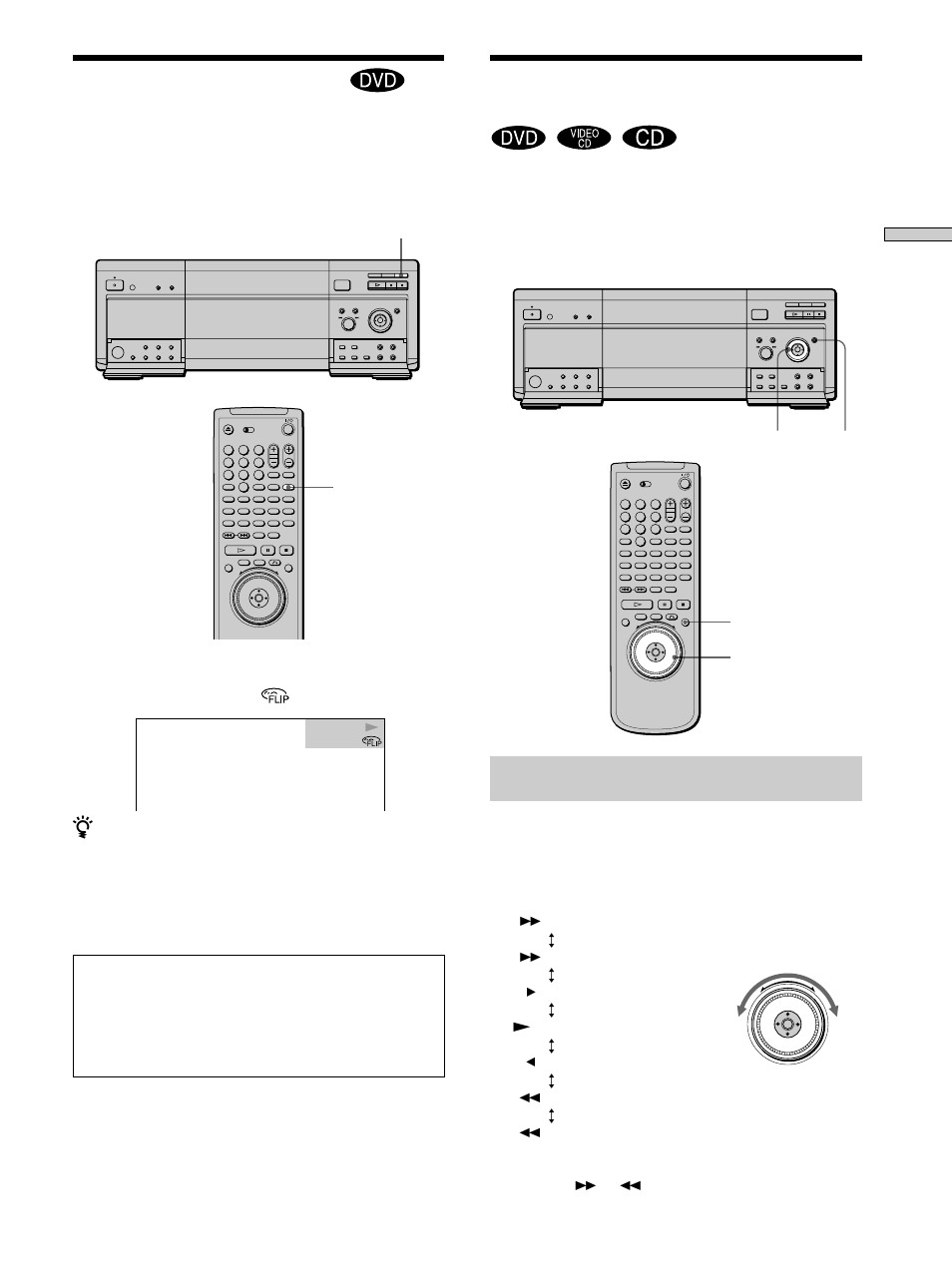 Playing side b (flip), Playing at various speeds/frame by frame, Playing at various speeds/ frame by frame | Sony DVP-CX860 User Manual | Page 25 / 96