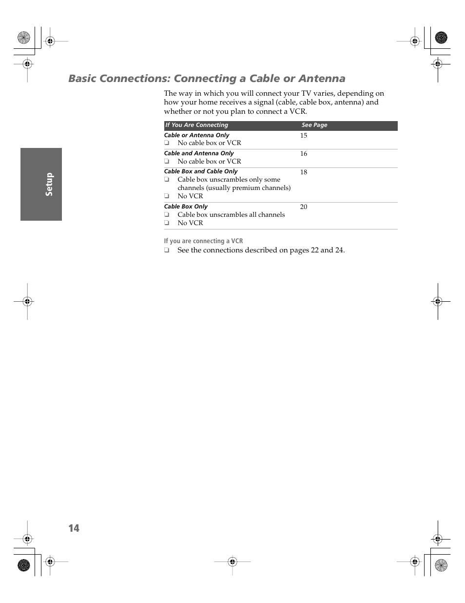 Basic connections: connecting a cable or antenna | Sony KV-30HS510 User Manual | Page 15 / 94