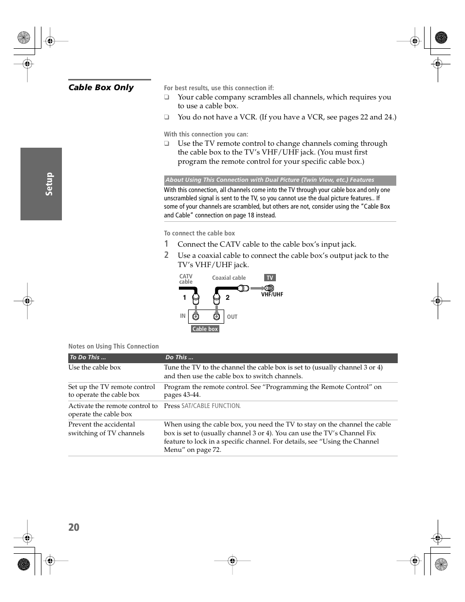 Cable box only | Sony KV-30HS510 User Manual | Page 21 / 94