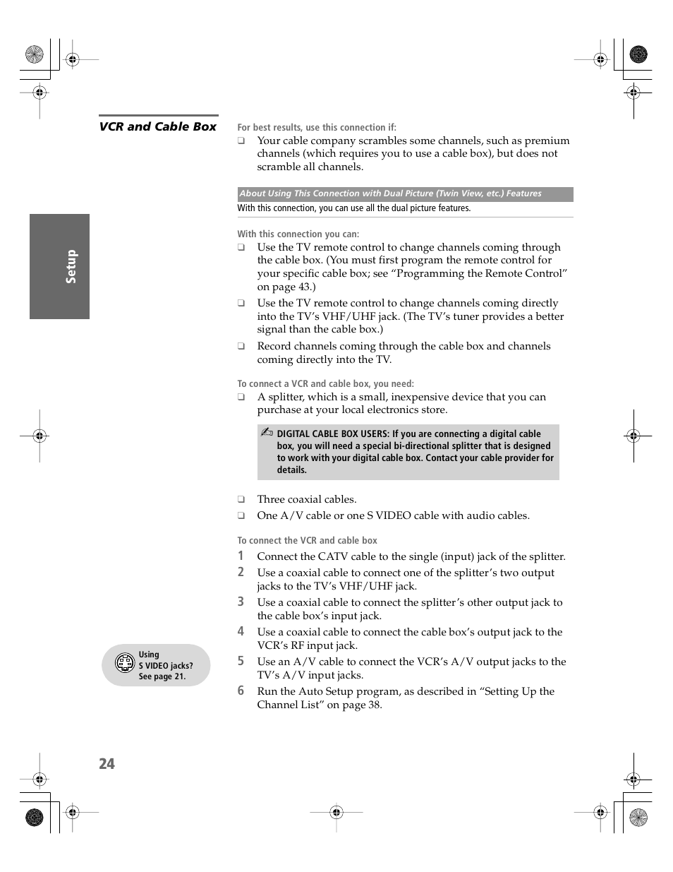 Vcr and cable box | Sony KV-30HS510 User Manual | Page 25 / 94