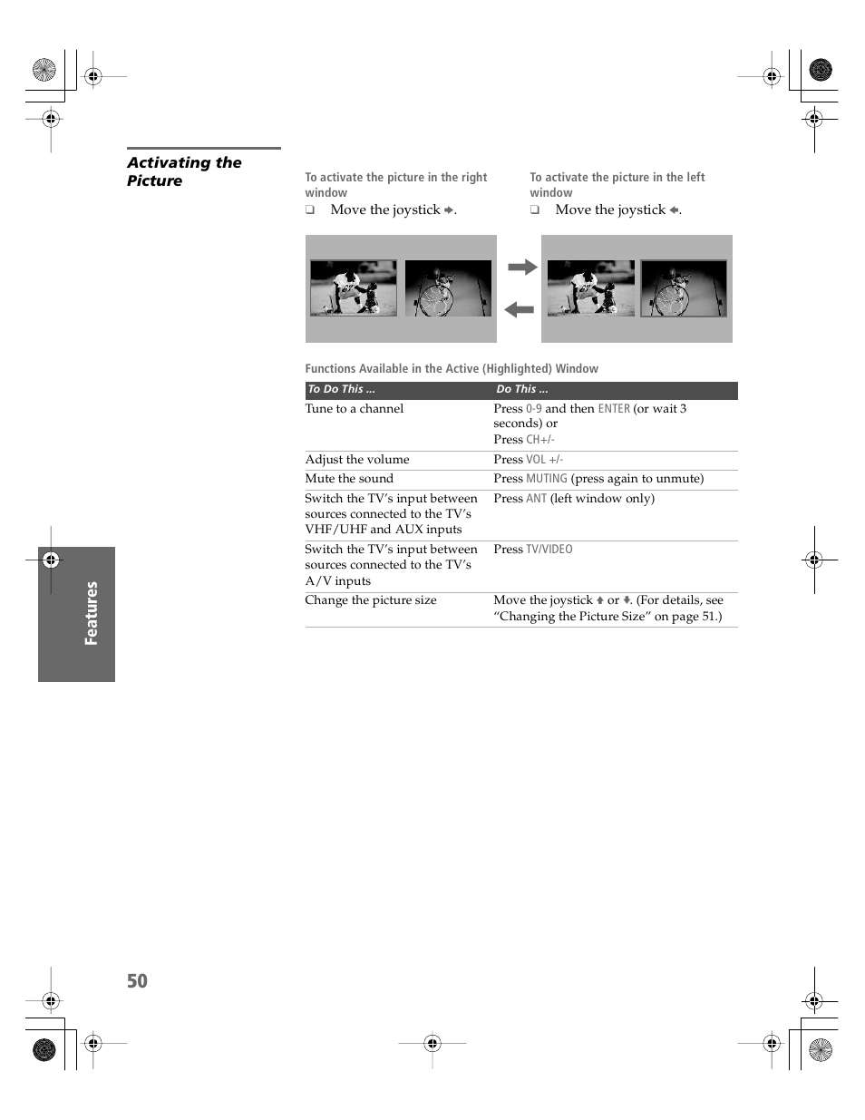 Activating the picture | Sony KV-30HS510 User Manual | Page 51 / 94