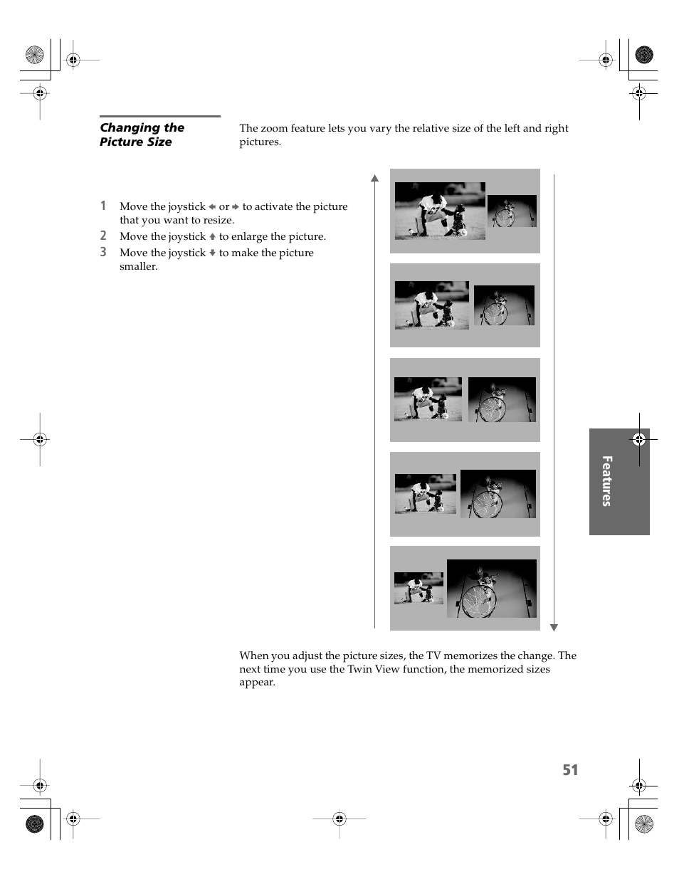 Changing the picture size | Sony KV-30HS510 User Manual | Page 52 / 94