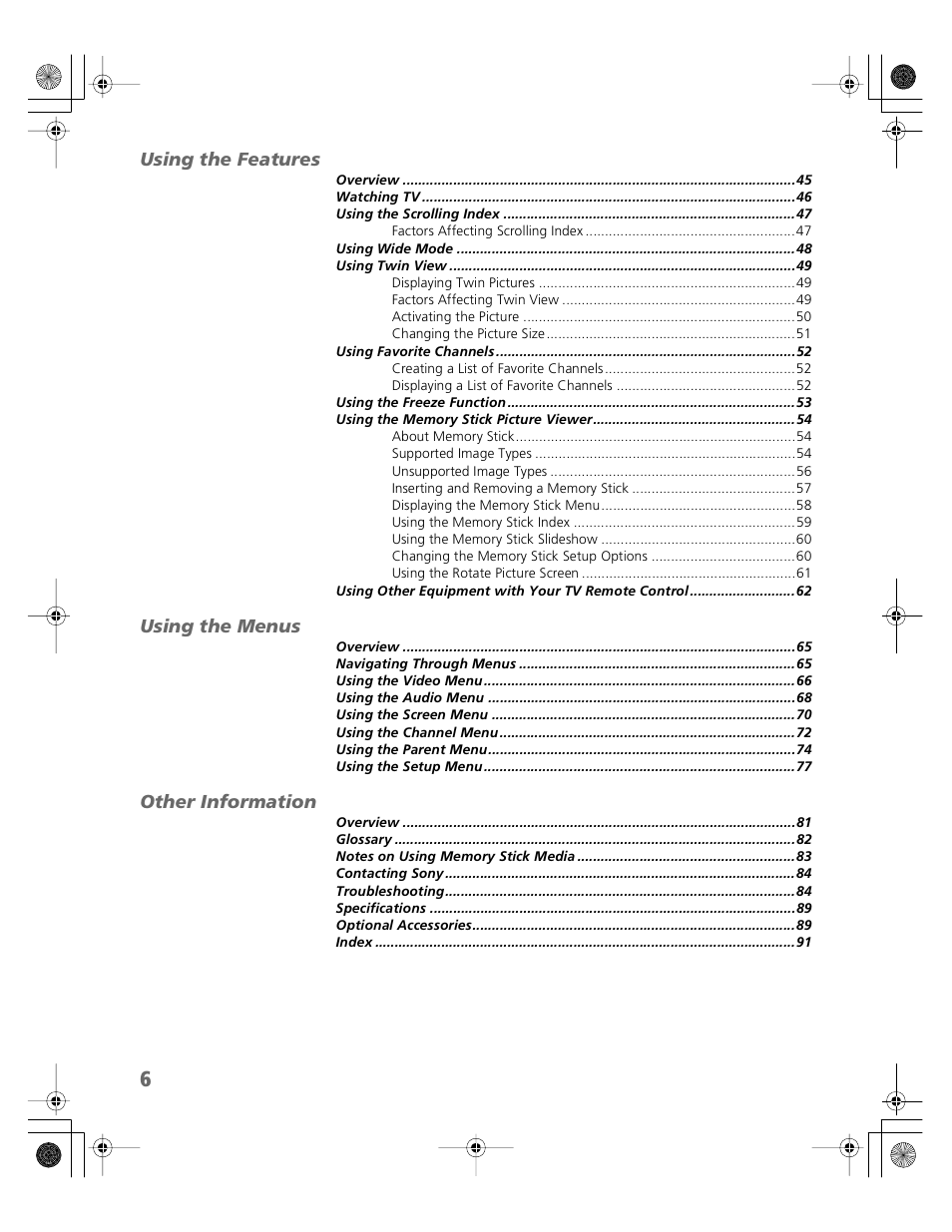 Sony KV-30HS510 User Manual | Page 7 / 94