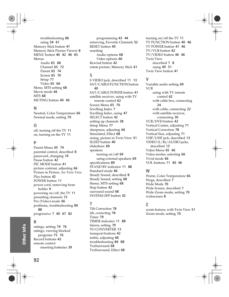 Sony KV-30HS510 User Manual | Page 93 / 94