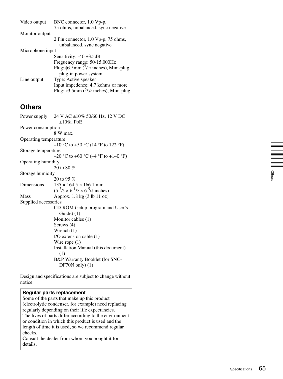 Others | Sony DF70P User Manual | Page 65 / 67