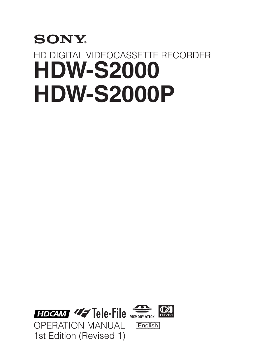 Sony HDW-S2000 User Manual | 158 pages