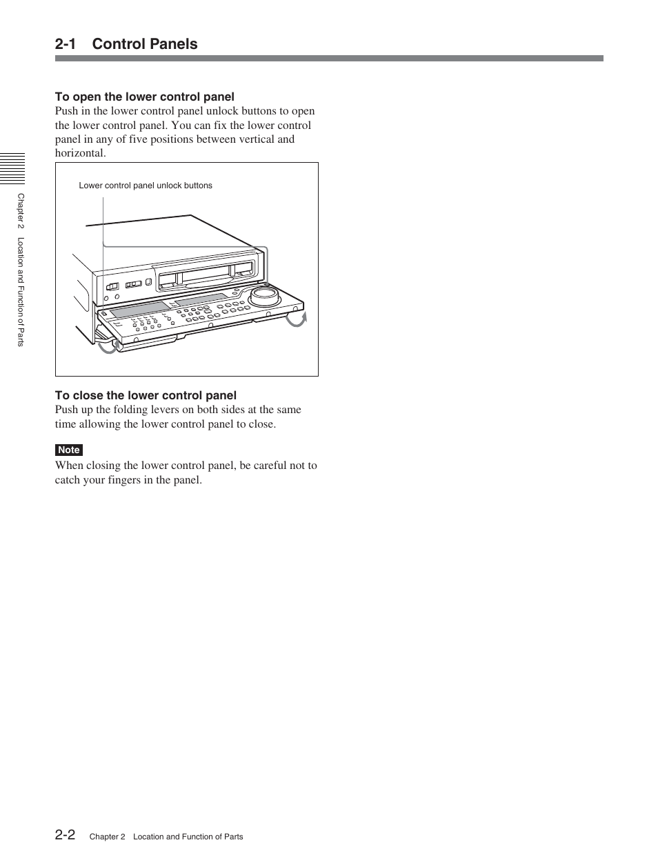 1 control panels | Sony HDW-S2000 User Manual | Page 12 / 158