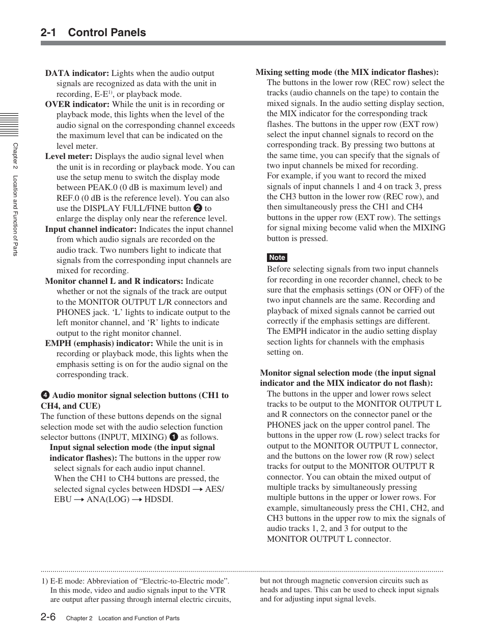 1 control panels | Sony HDW-S2000 User Manual | Page 16 / 158