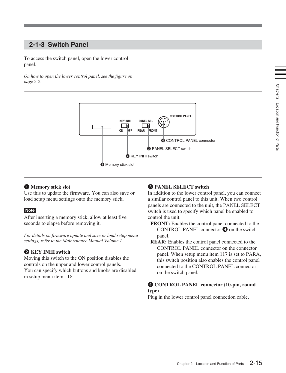 1-3 switch panel | Sony HDW-S2000 User Manual | Page 25 / 158