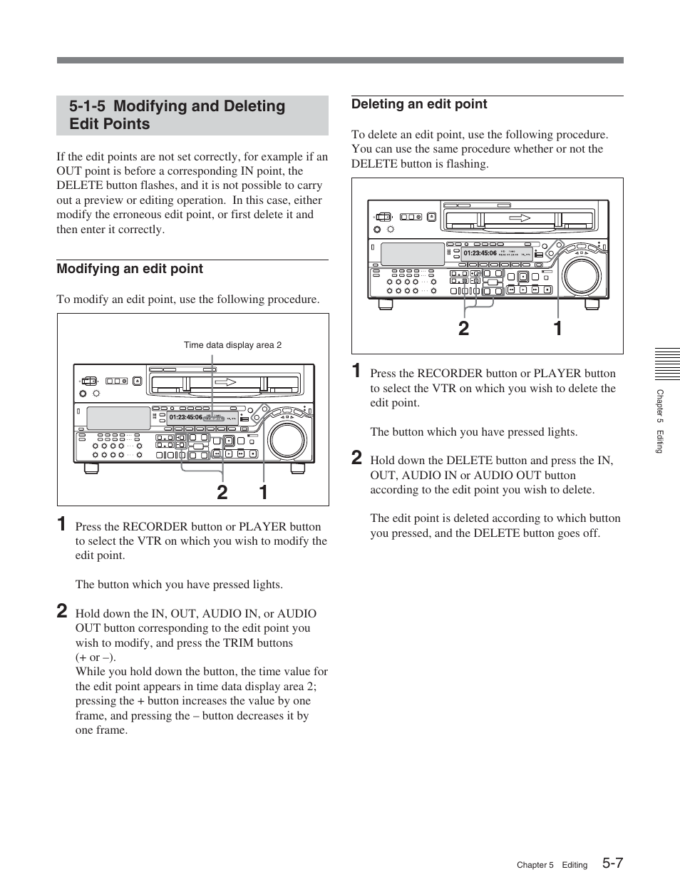 1-5 modifying and deleting edit points | Sony HDW-S2000 User Manual | Page 63 / 158