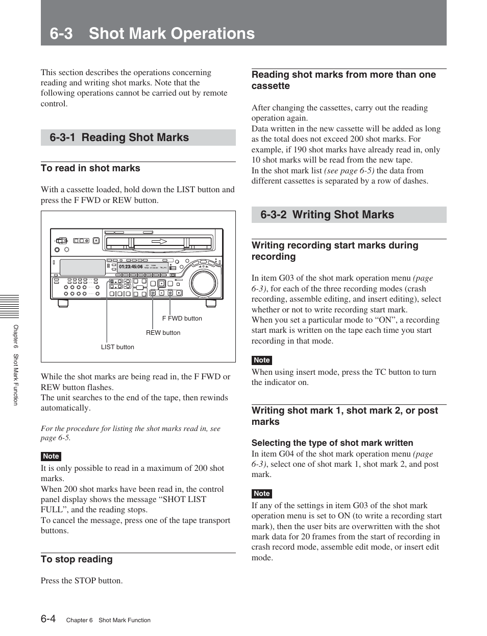 3 shot mark operations, 3-1 reading shot marks, 3-2 writing shot marks | Sony HDW-S2000 User Manual | Page 76 / 158