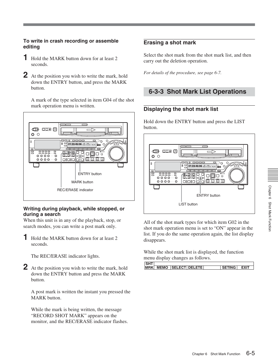 3-3 shot mark list operations | Sony HDW-S2000 User Manual | Page 77 / 158