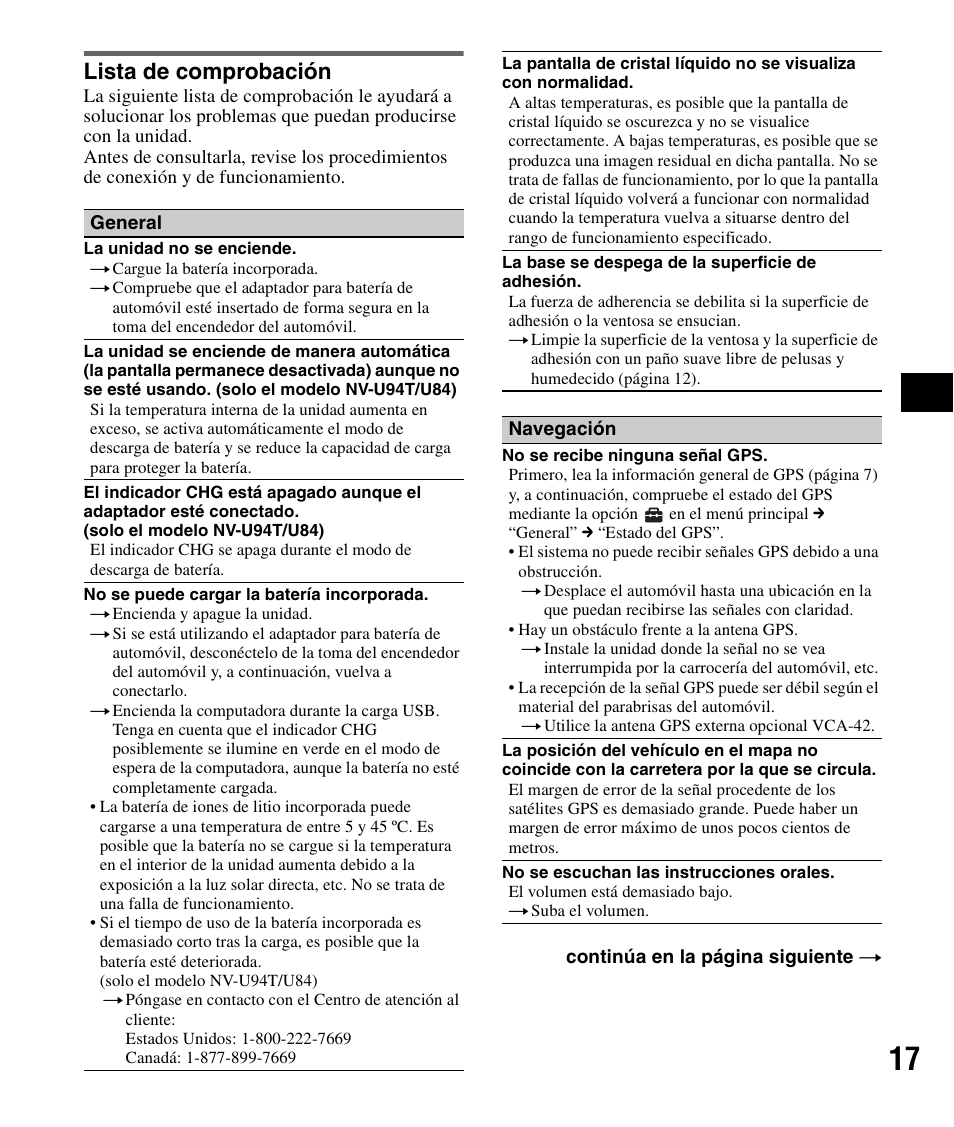 Lista de comprobación | Sony NV-U84 User Manual | Page 55 / 60