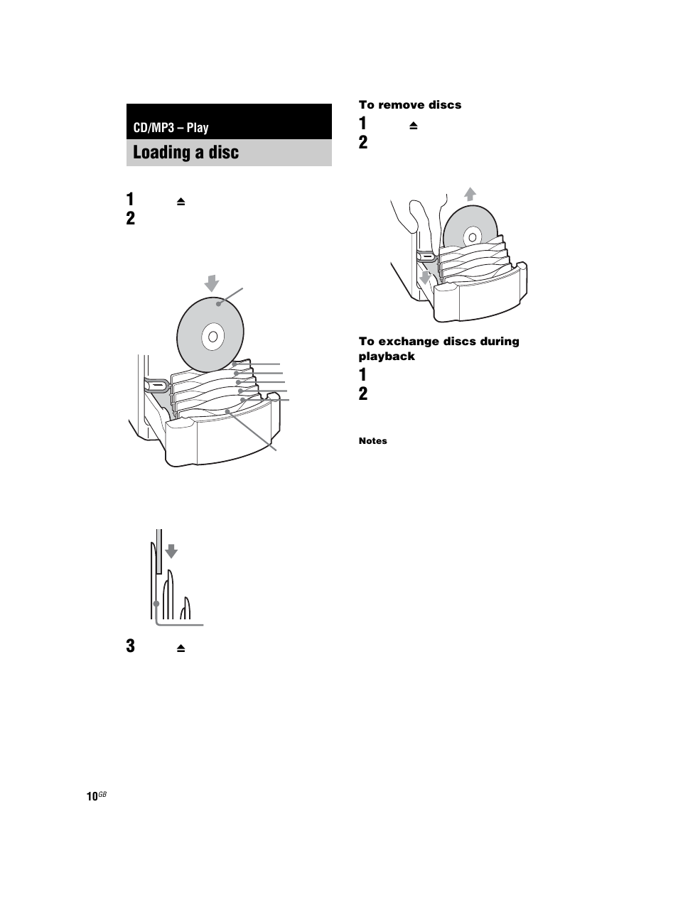 Cd/mp3 – play, Loading a disc | Sony CMT-HPX7 User Manual | Page 10 / 36