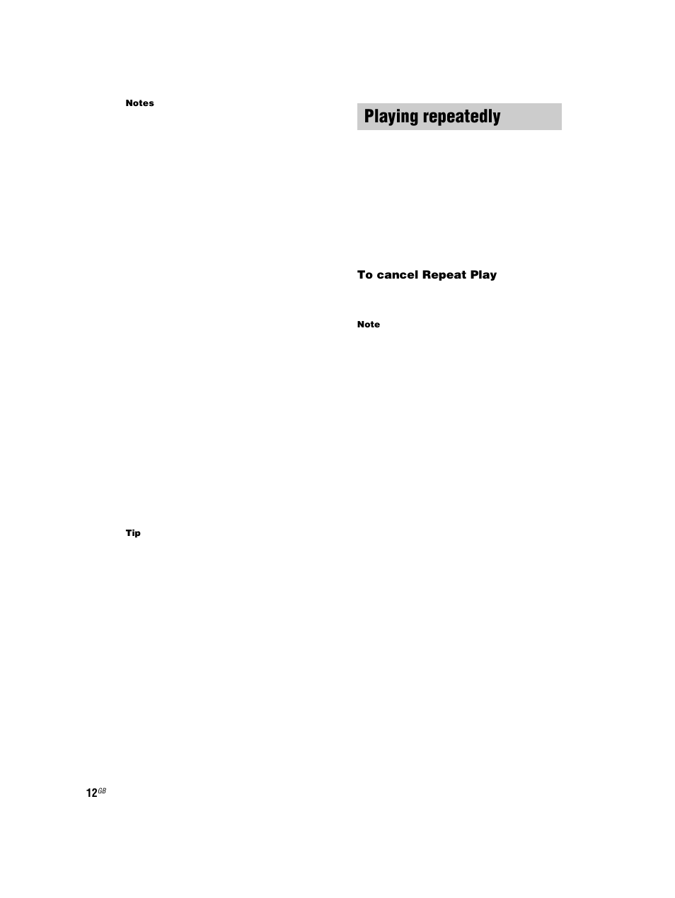 Playing repeatedly, Repeat play | Sony CMT-HPX7 User Manual | Page 12 / 36