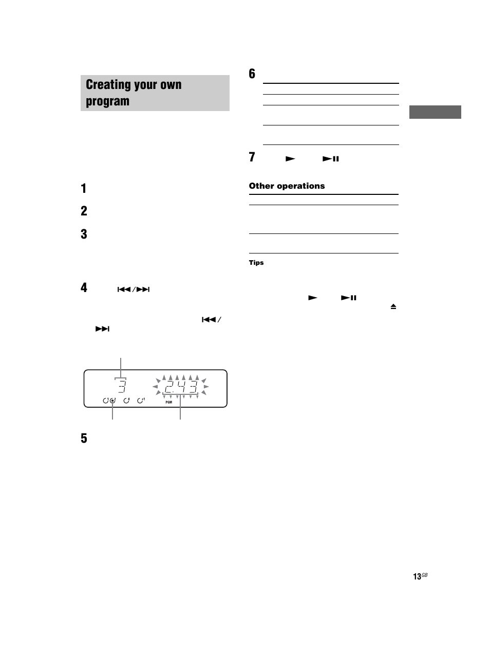 Creating your own program, Program play | Sony CMT-HPX7 User Manual | Page 13 / 36