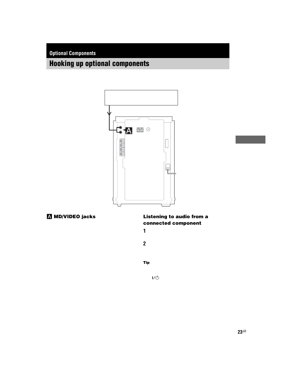 Optional components, Hooking up optional components | Sony CMT-HPX7 User Manual | Page 23 / 36