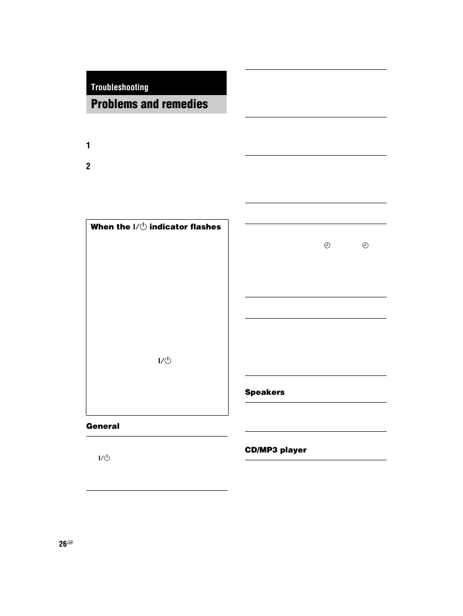 Troubleshooting, Problems and remedies | Sony CMT-HPX7 User Manual | Page 26 / 36