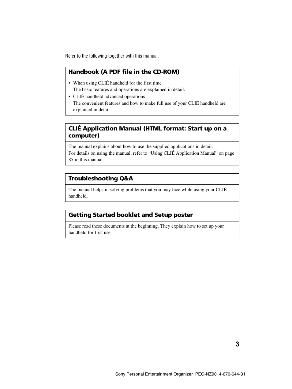 Sony PEG-NZ90 User Manual | Page 3 / 115