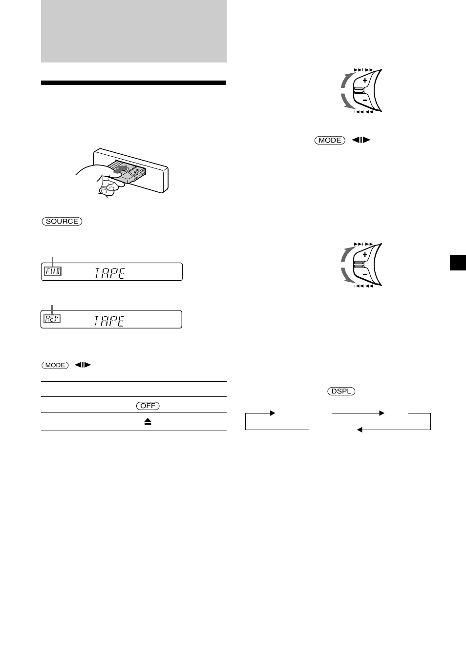 Cassette player, Listening to a tape | Sony FM/AM CASSETTE XR-4890 User Manual | Page 7 / 20