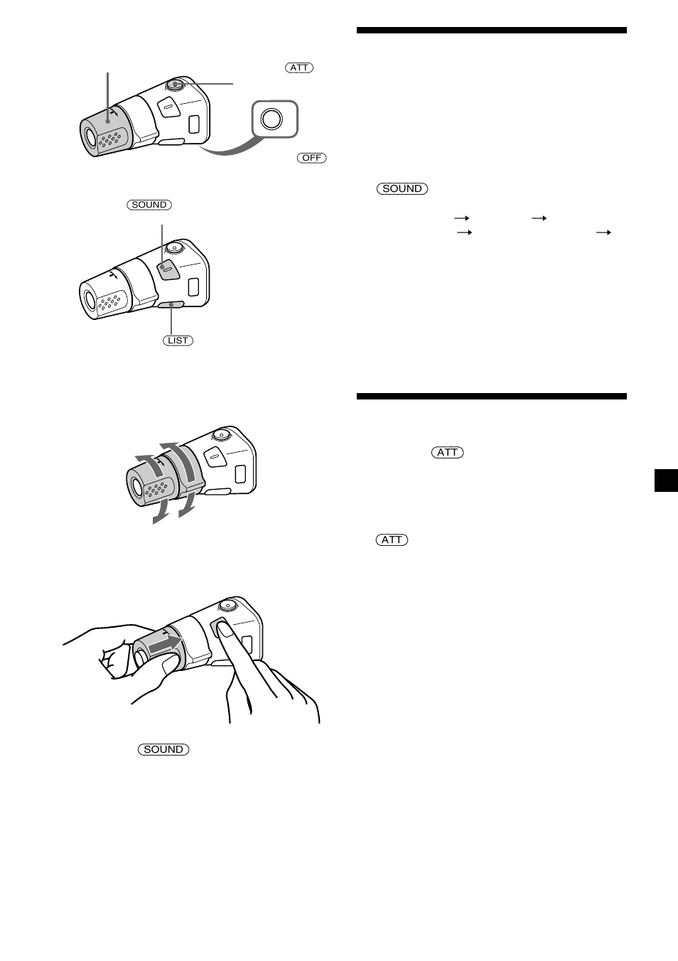 Ljudjustering, Snabbdämpa ljudet | Sony CDX-C5850R User Manual | Page 109 / 124