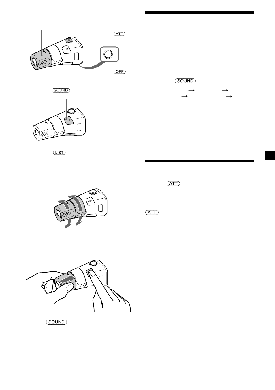 Adjusting the sound characteristics, Attenuating the sound | Sony CDX-C5850R User Manual | Page 19 / 124