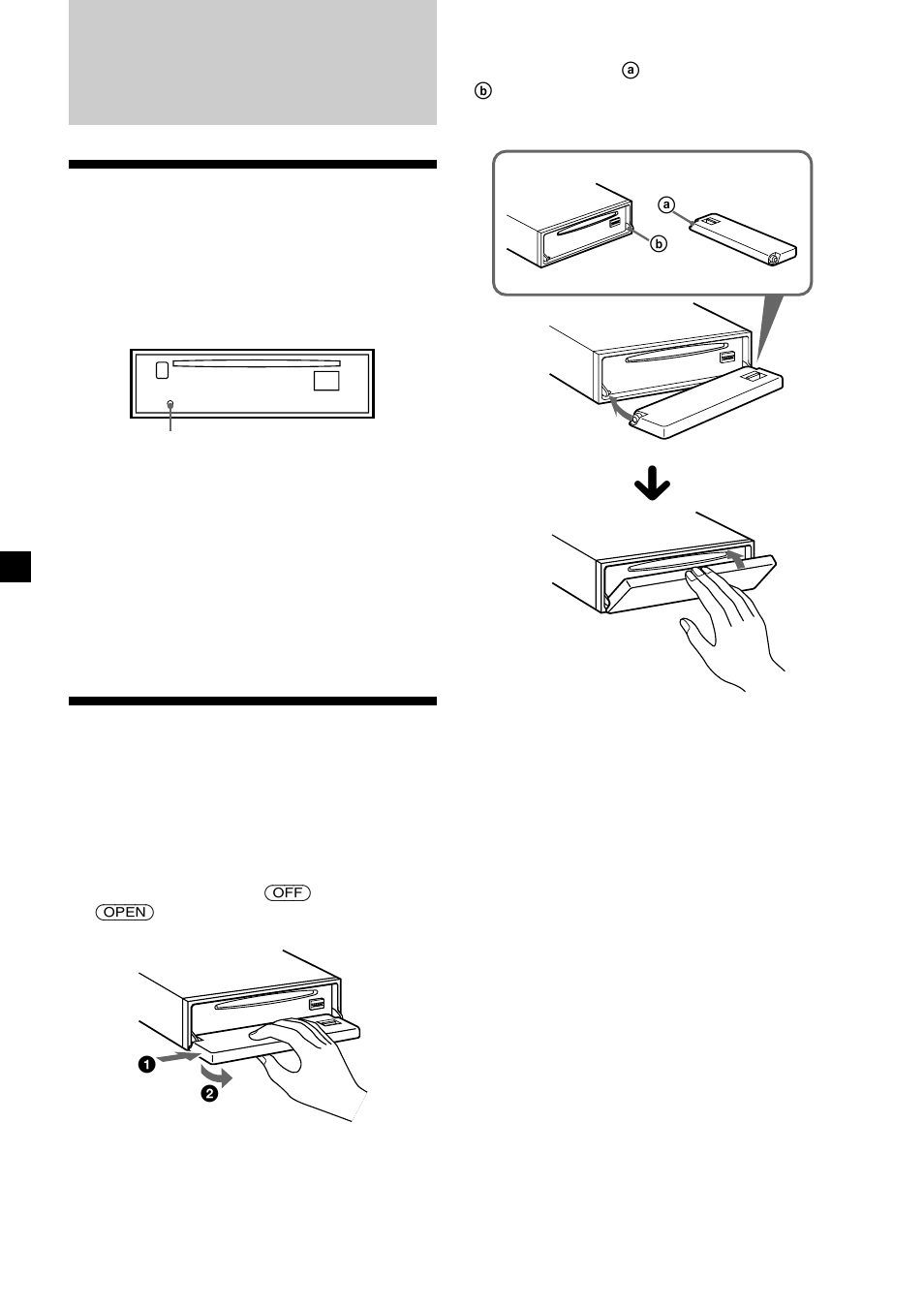 Procedimientos iniciales, Restauración de la unidad, Extracción del panel frontal | Sony CDX-C5850R User Manual | Page 36 / 124