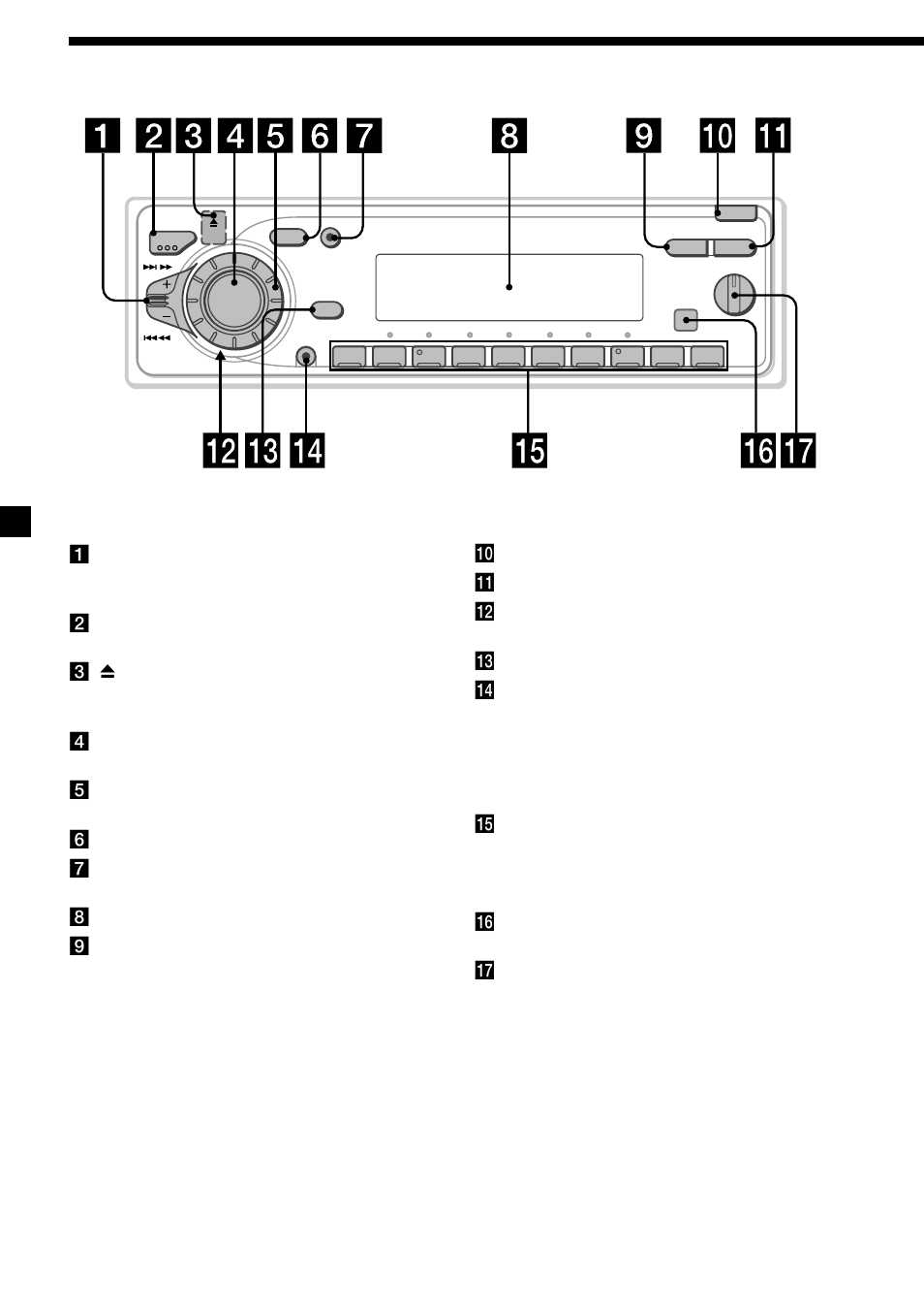 4location of controls | Sony CDX-C5850R User Manual | Page 4 / 124