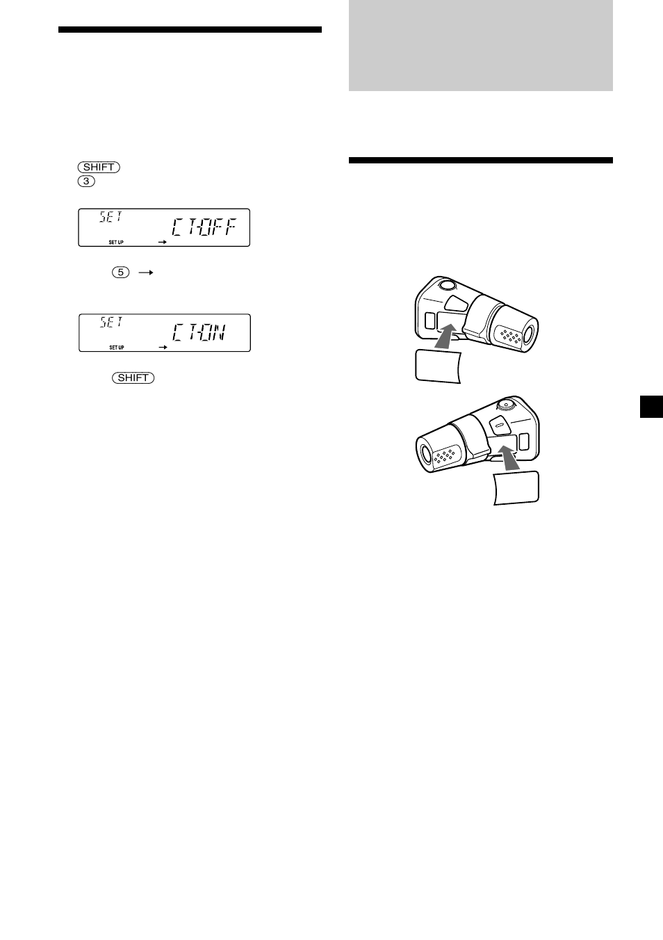 Otras funciones, Adhesión de la etiqueta al mando rotativo, Ajuste automático del reloj | Sony CDX-C5850R User Manual | Page 47 / 124