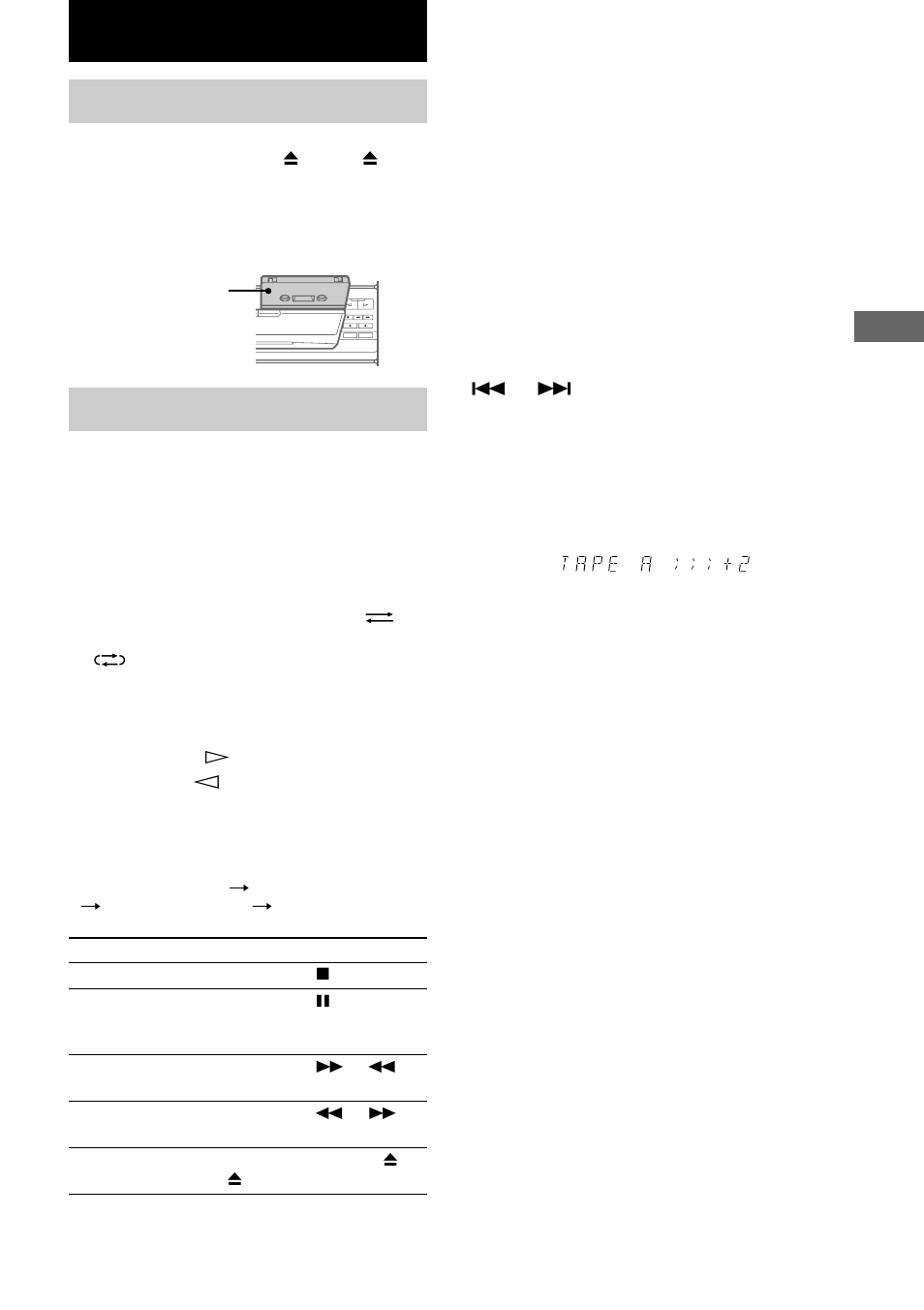 Insertion d’une cassette, Lecture d’une cassette | Sony LBT-XG60 User Manual | Page 45 / 92