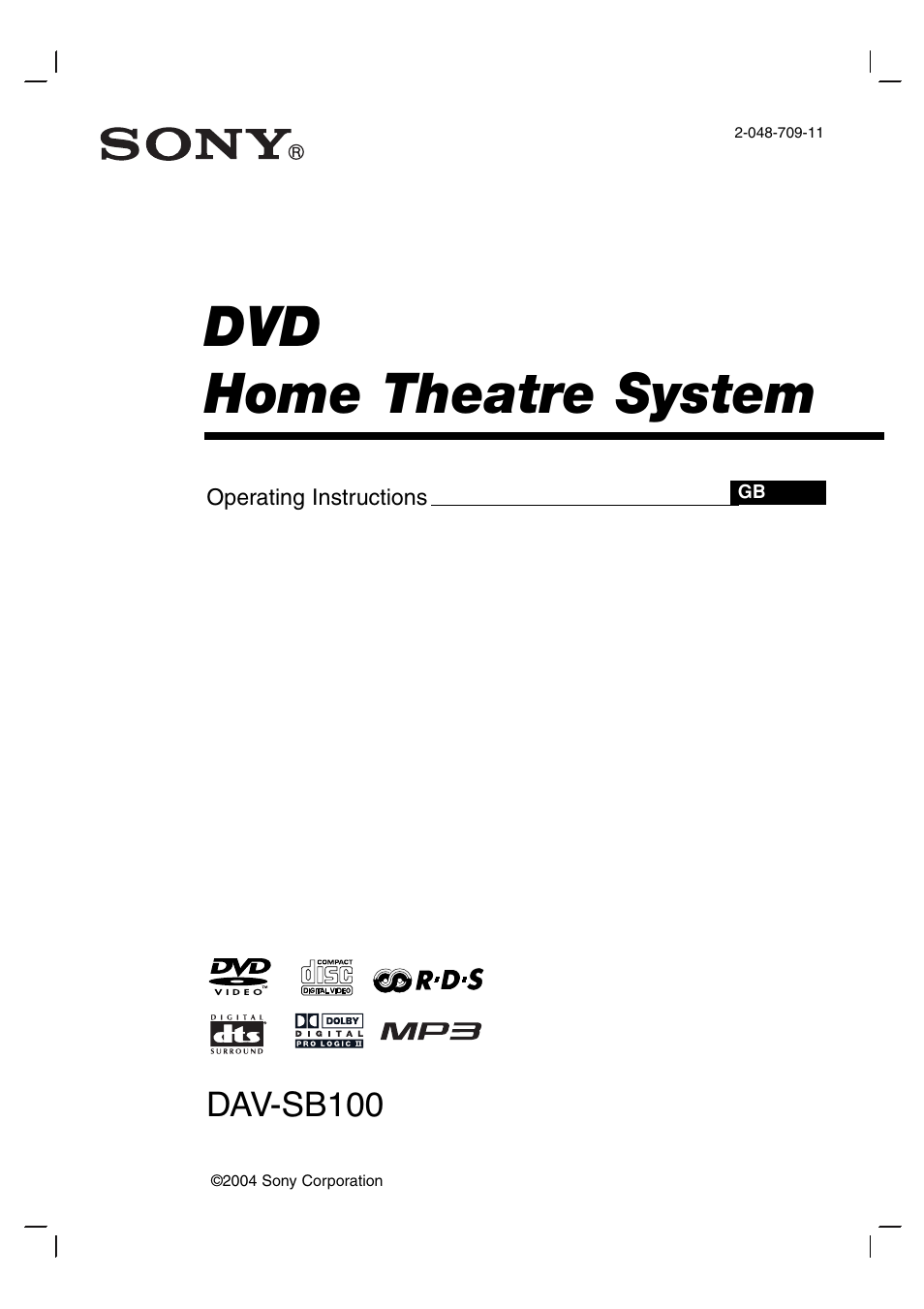 Sony DAV-SB100 User Manual | 40 pages