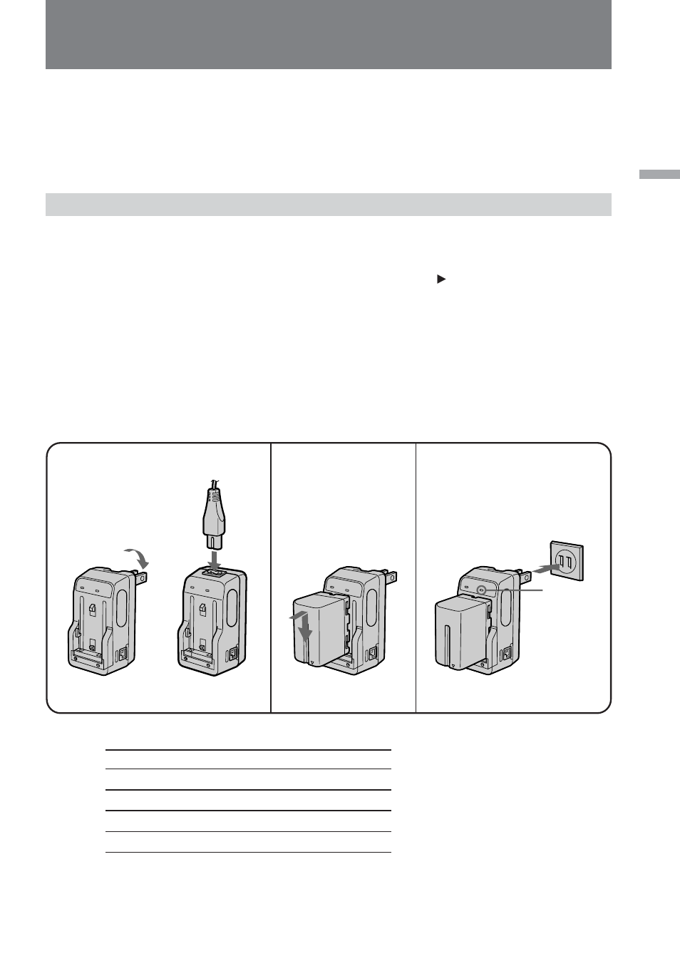 Charging and installing the battery pack | Sony DCR-VX9000 User Manual | Page 7 / 96