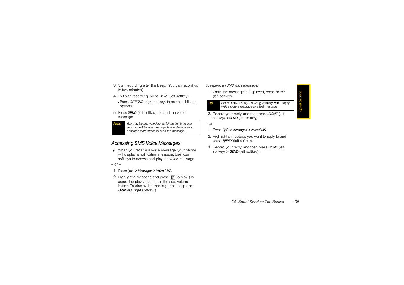 Accessing sms voice messages | Sony SCP-3810 User Manual | Page 117 / 160