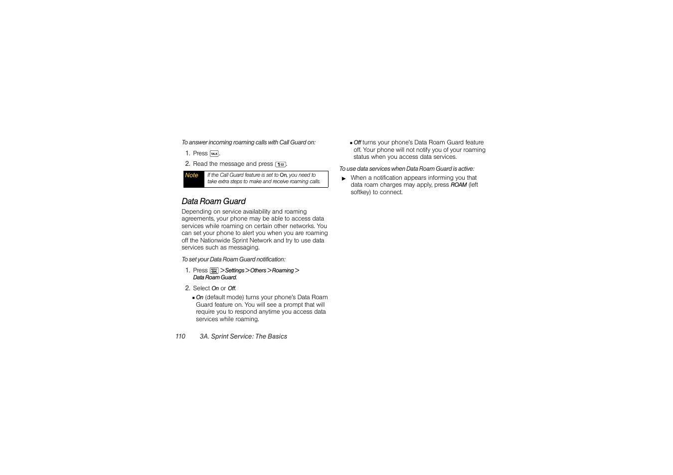 Data roam guard | Sony SCP-3810 User Manual | Page 122 / 160