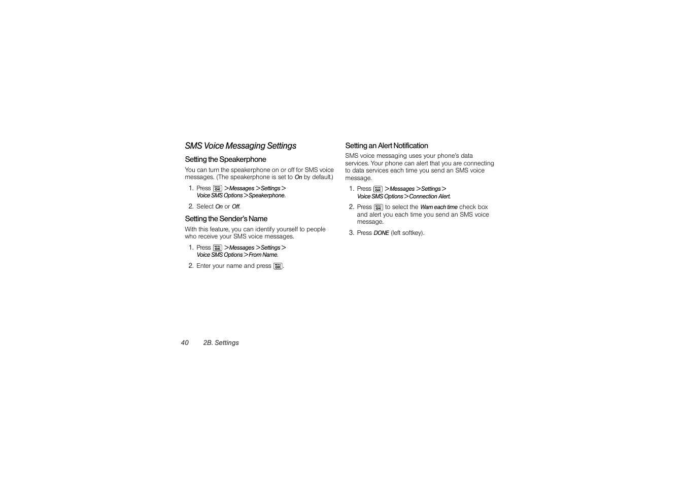 Sms voice messaging settings | Sony SCP-3810 User Manual | Page 52 / 160