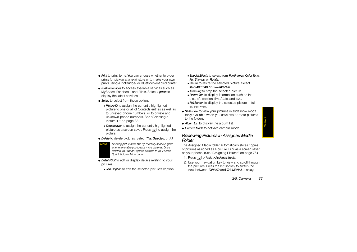 Reviewing pictures in assigned media folder | Sony SCP-3810 User Manual | Page 95 / 160