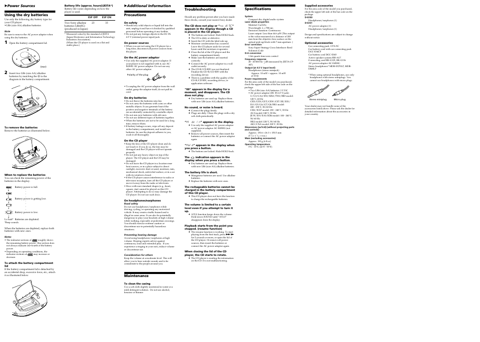 Sony D-E351 User Manual | Page 2 / 2