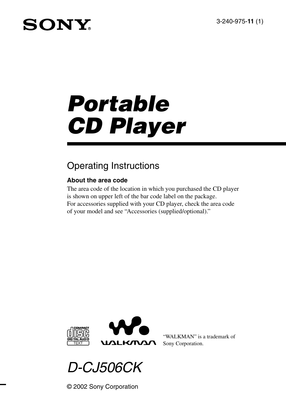 Sony D-CJ506CK User Manual | 32 pages