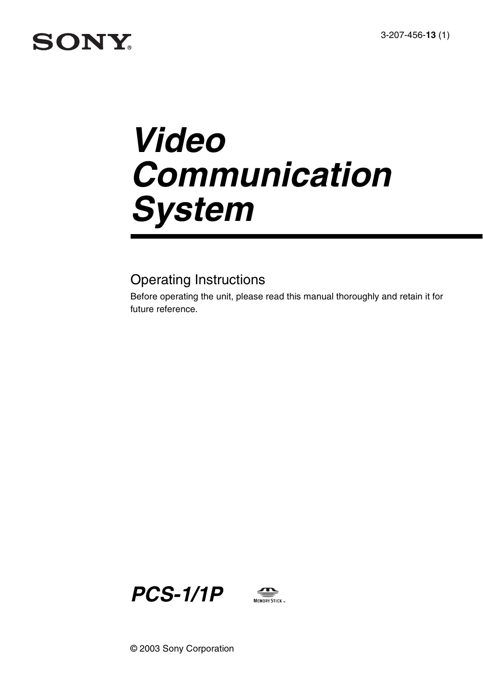 Sony PCS-1/1P User Manual | 216 pages