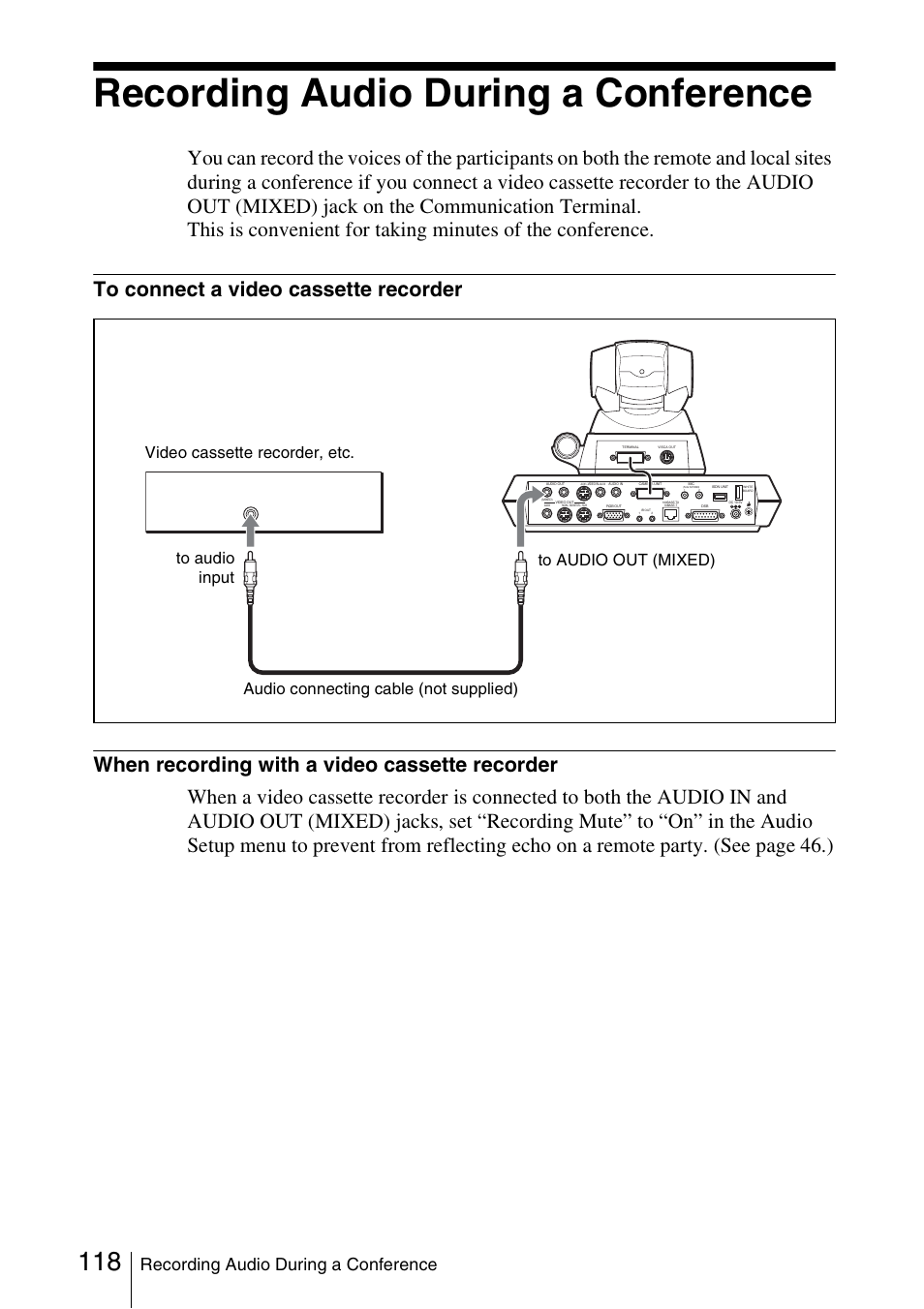 Recording audio during a conference | Sony PCS-1/1P User Manual | Page 118 / 216