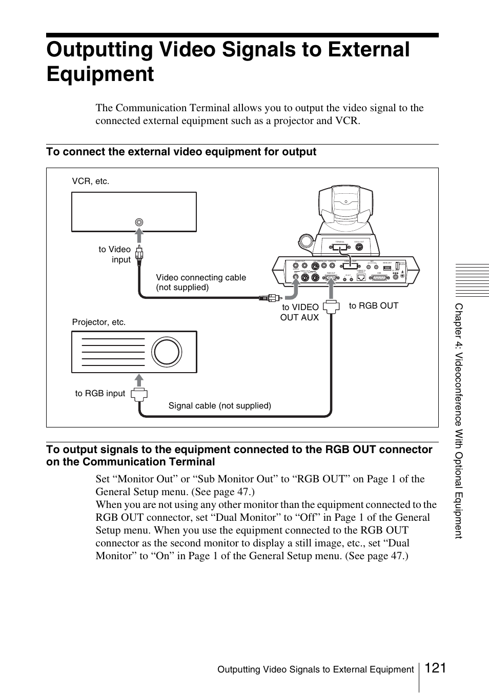 Outputting video signals to external equipment | Sony PCS-1/1P User Manual | Page 121 / 216