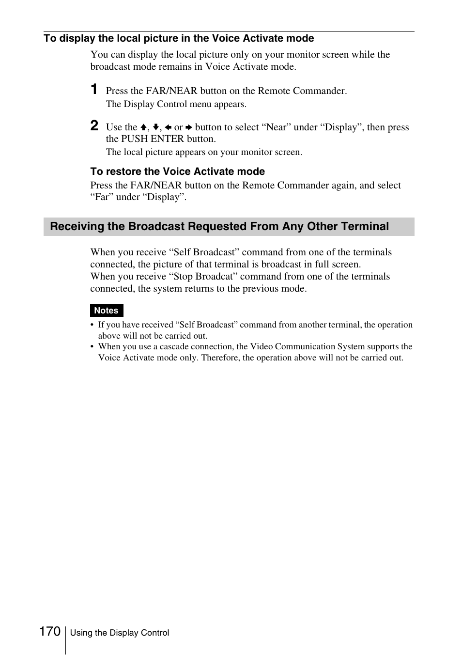 Receiving the broadcast requested, From any other terminal | Sony PCS-1/1P User Manual | Page 170 / 216